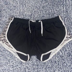 Black Zebra Print Track Shorts